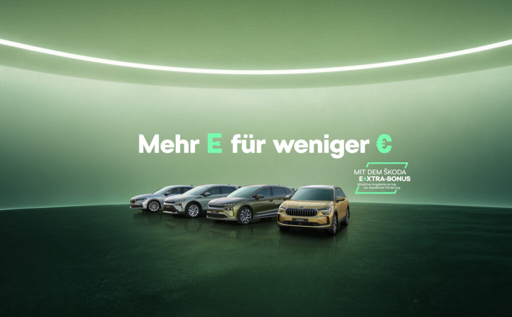 Jetzt doppelt profitieren: mit dem Škoda E-XTRA-Bonus zusätzlich zur staatlichen E-Auto-Förderung.¹